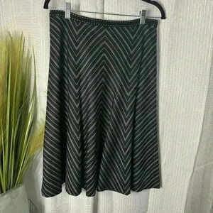 Loro Piana Paris Women’s 44 US 8 Black Striped Lined Midi Skirt 100% Silk